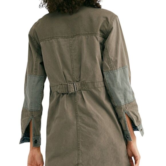 We The Free Green Utility Cargo Midi Casual Oversized Button Front Jacket Coat - Picture 6 of 10